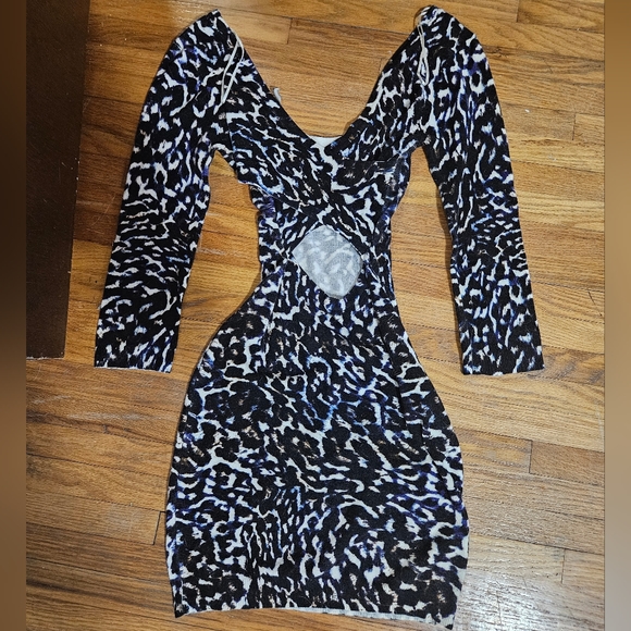Guess Los Angeles cheetah animal print dress XS very stretchy crisscross back - Picture 3 of 6